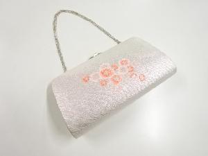 リサイクル　銀糸花模様織り出し和装バッグ
